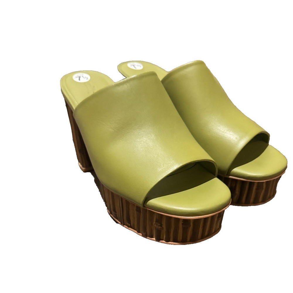 CULT GAIA  Platform Sandals Green EU 38 US 7.5 shoes Leather Bamboo Judith